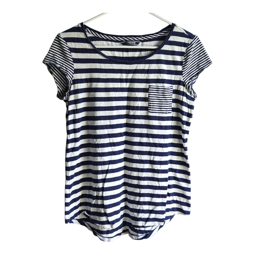 Lands End Striped Navy and White Women's Top